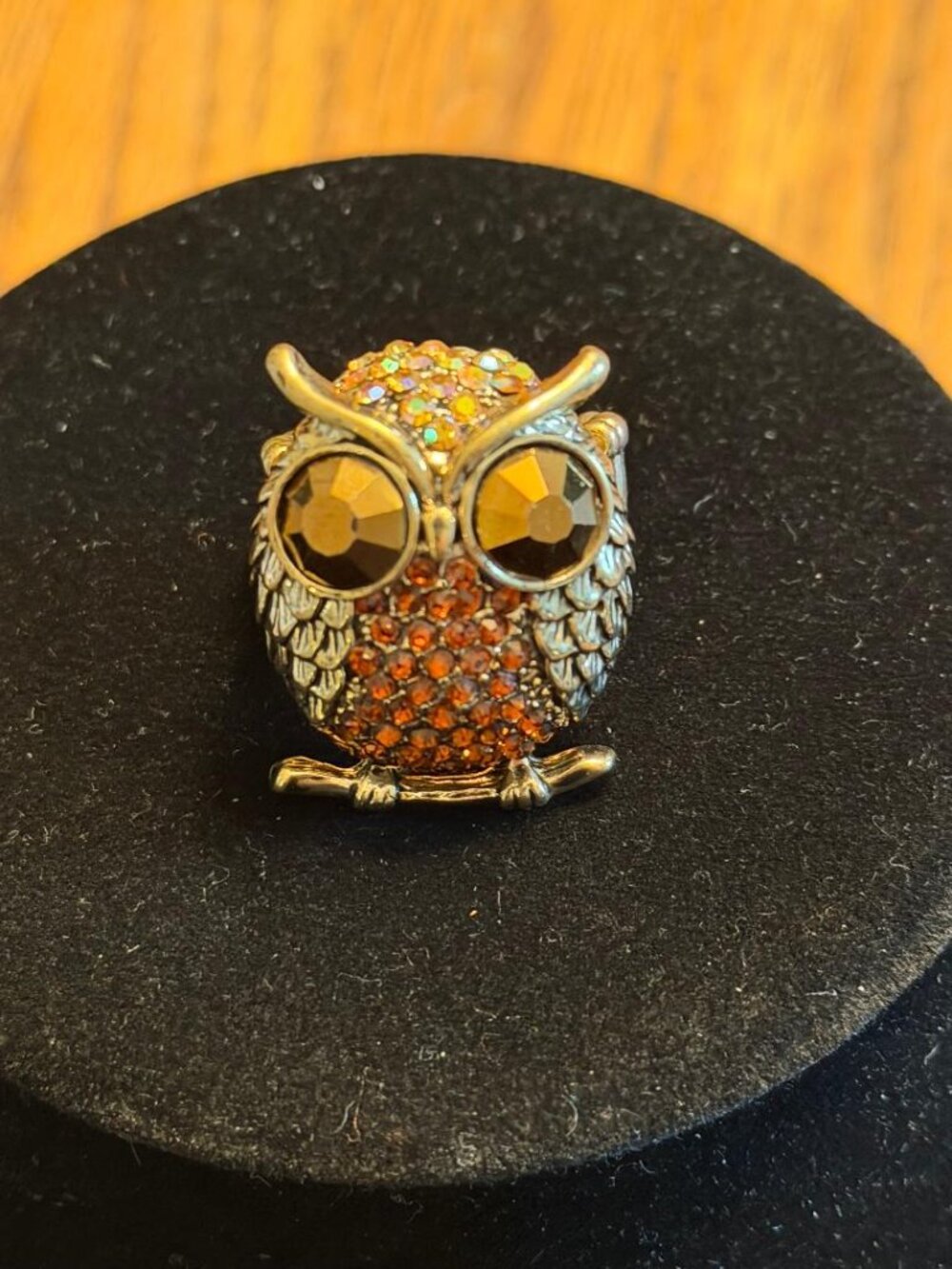 Vintage Owl Ring ~ Adjustable Faux Bijou and Metal